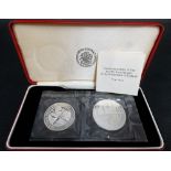 Cased set of 2 Iceland silver commemorative coins, commemoration of the 1100th anniversary of the