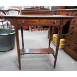 Edwardian rosewood inlaid ladies' writing table, the top with a hinged stationery compartment over a