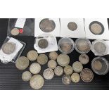 George III 1819 silver shilling; together with 26 various British & foreign silver small coins