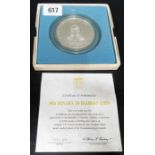 1974 Panama 20 Balboas coin, sterling silver, by the Franklin Mint, boxed & with certificate