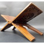 Carved hardwood folding Koran stand.
