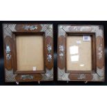 Pair of 19th Century Chinese hardwood mother of pearl inlaid rectangular picture frames, both with