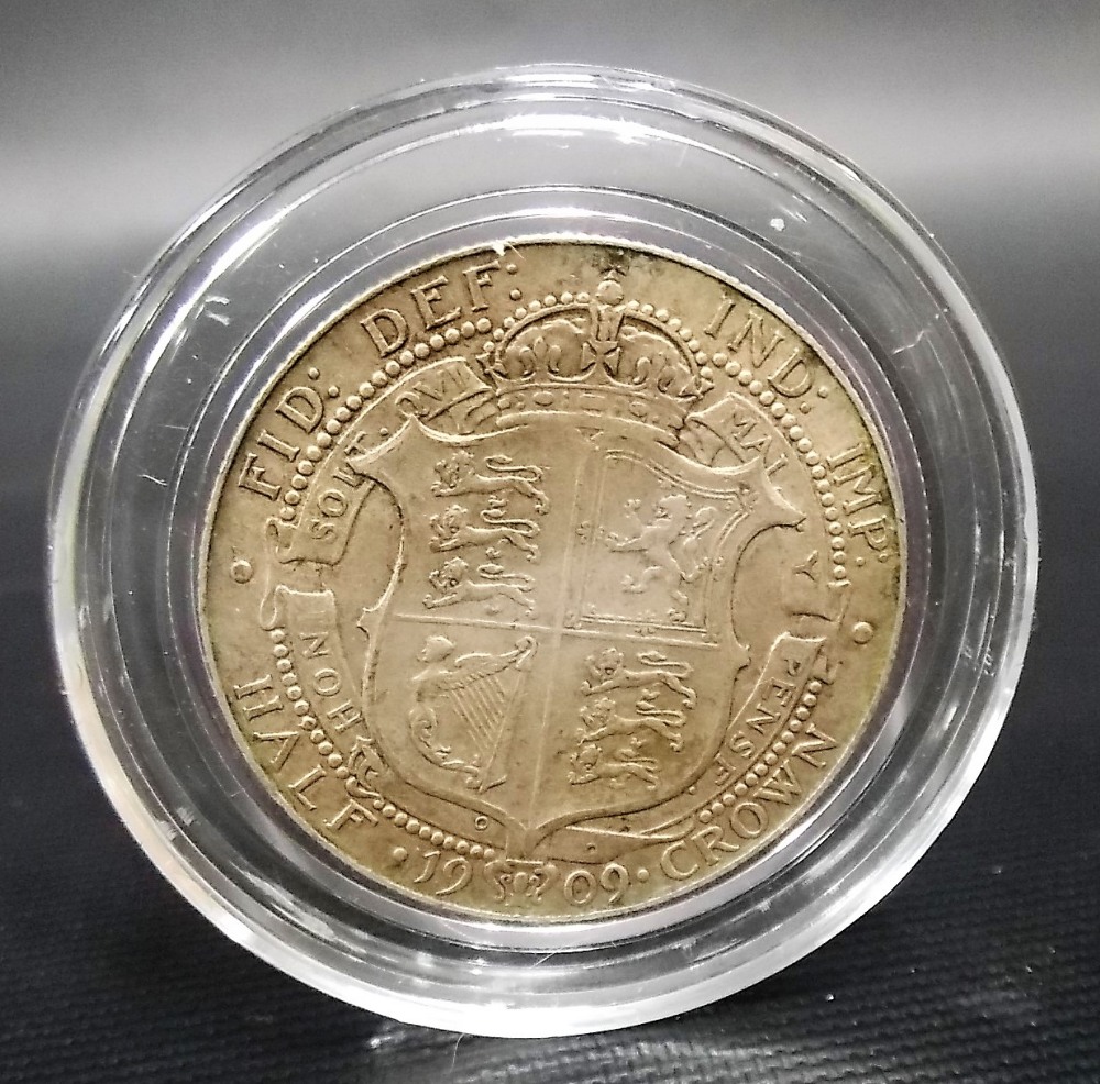 1909 silver half crown, VF