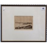 MORTIMER MENPES (1855-1938) London harbour scene Drypoint etching Signed in pencil 4.5' x 6.25'