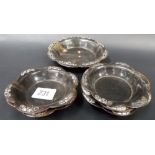 Set of 6 early 20th Century tortoiseshell silver mounted bowls, the largest diameter 5.5'