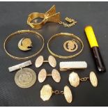 Two pairs of gold faced cufflinks etc.,