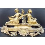 19th Century French gilt bronze ormolu figural group, possibly for a timepiece, cast as 2