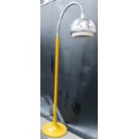Robert Welch Design 'Lumitron' chrome & yellow metal adjustable floor lamp, the chrome domed shade