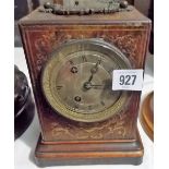 19th Century two train timepiece within a rosewood inlaid carriage style case, the 3' silvered
