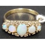 A 9ct gold opal 5 stone ring, weight 3.7g approx