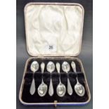 Edwardian set of six silver cased teaspoons, London 1906, weight 2oz approx.