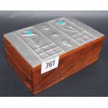 Modern Sasha Bowles Designs pewter for Liberty square teak box, the hinged lid with pewter Arts &