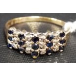 9ct gold diamond and sapphire cluster ring, weight 2.3gms approx.