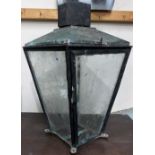 Large early 20th Century copper 4 glass lantern, height 27'.