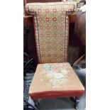 Victorian carpet upholstered prie dieu chair.