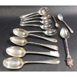 Thirteen various silver spoons, weight overall 6oz approx