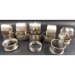 Collection of thirteen various silver napkin rings, weight 9.5oz approx