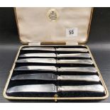 Set of six butter knives with silver weighted handles, Sheffield 1933