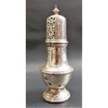 Silver baluster castor, maker S.B. & S. Ltd, Birmingham 1940, weight 4.25oz approx