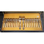 Good silver plated cased set of eighteen silver plated eighteen person setting fish knife & fork set