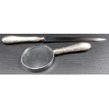 Victorian letter knife & magnifying glass with silver weighted handles (knife & magnifying glass
