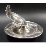 Victorian silver pocket watch holder by George Aldwinkle, the tray embossed with harebell swag