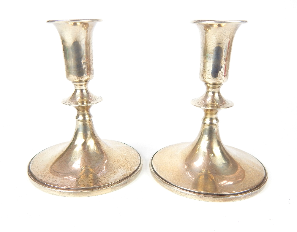 Pair of American Sterling silver candlesticks, makers marks for Baldin & Miller of Newark New