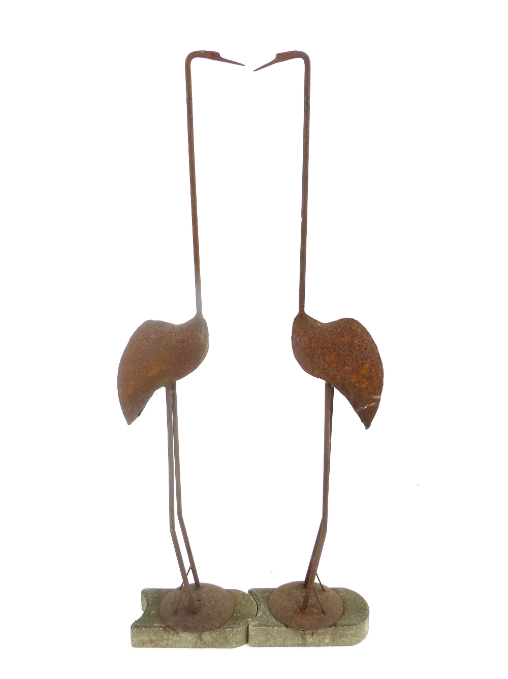 Pair of iron work Cranes, garden ornaments, 107cm h