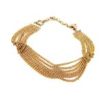 Vintage 9ct yellow gold 6 raw link chain bracelet, 14 gram.