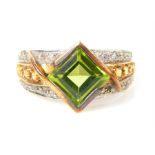 A 9ct yellow gold diamond, peridot and citrine dre