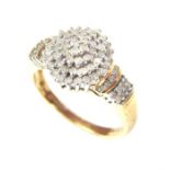 78 diamond cluster ring, 9ct gold,6 gram.