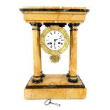 19thC French portico clock, Vincenti of Paris mechanism gaining a silver award striking on a bell,