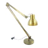 Oversize angle poise lamp, bronzed finish, standard lamp size 210cm h, shade 30.5cm dia