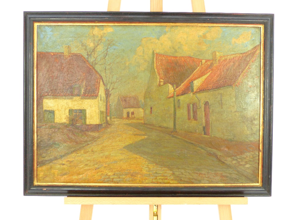A large oil painting of a rustic village street - Image 10 of 12