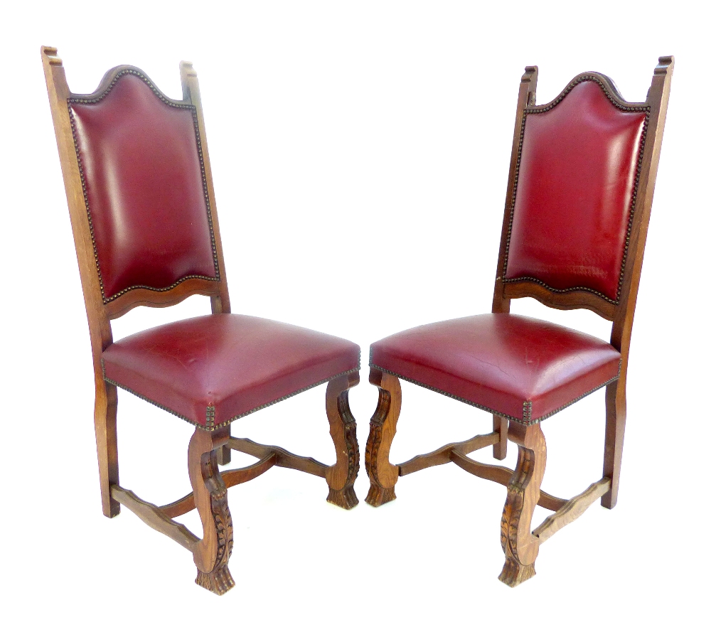 Set of 8 French mid 20thC dining chairs, walnut, high back with scroll legs & acanthus decoration - Image 10 of 12