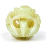 An early 20th century Chinese carved jade concentric ball