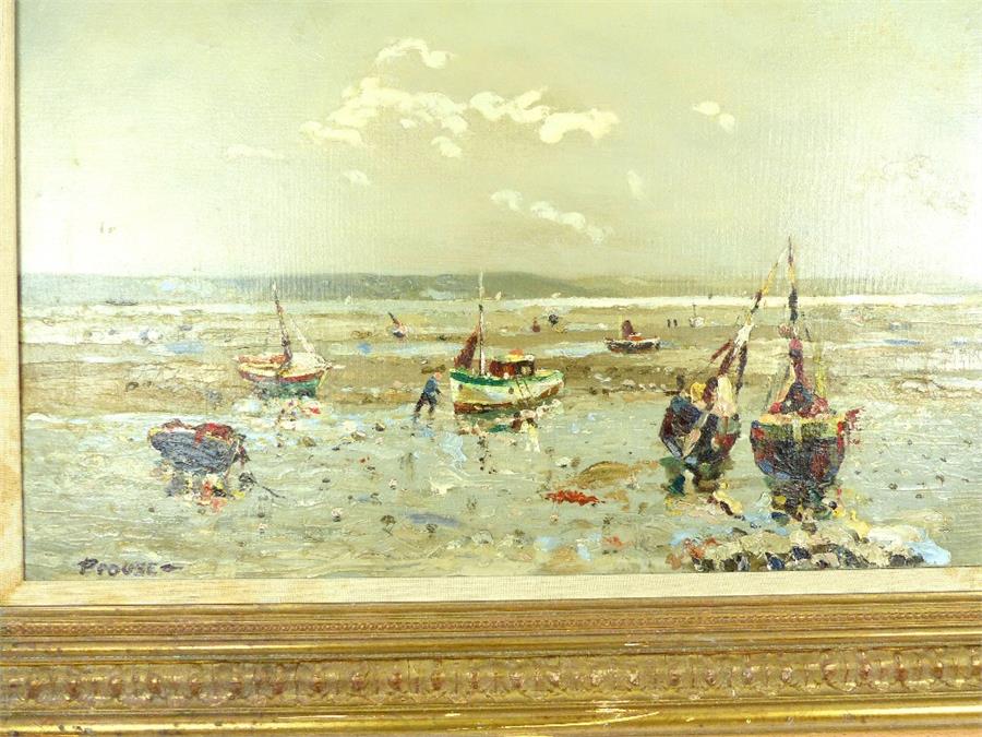 Oil painting of boats on the beach - Image 2 of 12