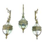 Set of three Italian style hanging garden lanterns, 24cm w