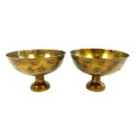 Pair of bronzed tazza form fruit bowls / bottle ice bowls, 27x 41cm dia