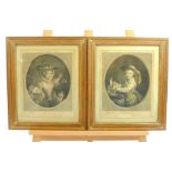 A pair late 18th / early 19th century engravings of book plates depicting young a girl and young boy