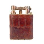 Dunhill table lighter, leather sleeve, 7cm