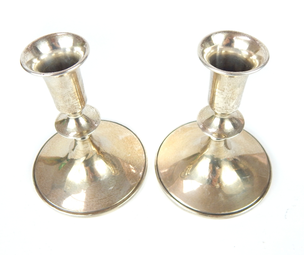 Pair of American Sterling silver candlesticks, makers marks for Baldin & Miller of Newark New - Image 2 of 3