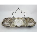 Walker and Hall three section silver plate sweetmeat dish, incorporating pierced foilate