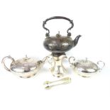 A late 19th century four piece Elkington & Co silver plated four piece teaset, comprising spirit