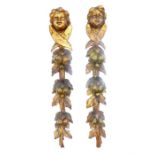 A pair 20th century, probably Italian gilt and wooden hanging wall brackets, carved with cherubs and