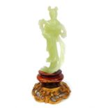 A Chinese carved jade figure of the Goddess Guan Yin