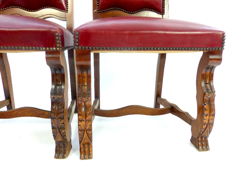 Set of 8 French mid 20thC dining chairs, walnut, high back with scroll legs & acanthus decoration - Image 7 of 12