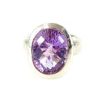 Contemporary amethyst designer ring, set in silver, approx 15mm l