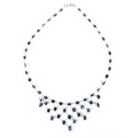 Sapphire floating design necklace, 14ct white gold