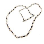 Sapphire double link necklace, set in silver